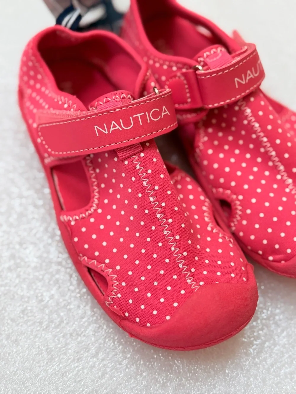 NEW Nautica Girls Pink/White Polka Dot Protective Closed-Toe Water Shoes Size 12